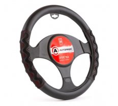 AP-1948 BK/RD(M) Оплетка руля AUTOPROFI