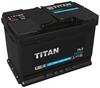 Аккумулятор TITAN CLASSIC 75.0 VL (О.П) 620Ah