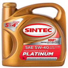 АКЦИЯ!!!Sintec Платинум SAE 5W40 API SN, ACEA A3/B4 (синт) 5л по цене 4л Масло моторное