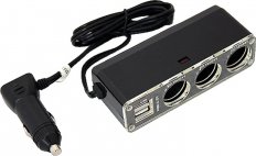 Разветвитель прикуривателя на 3 гнезда и 2 USB 104222