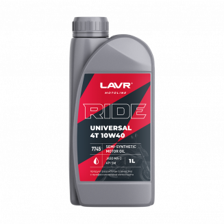 LAVR 7745 RIDE UNIVERSAL 4T API SM/JASO MA/MA2 10W-40 п/синт.1л Моторное масло для мотоциклов