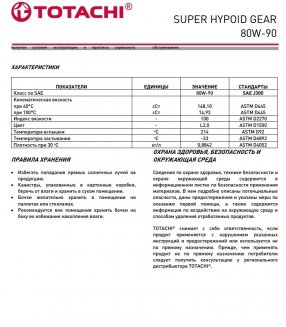 TOTACHI Super Hypoid Gear GL-5 80W-90 4л Масло трансмиссионное