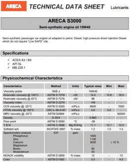ARECA S3000 10W-40 4л Масло моторное
