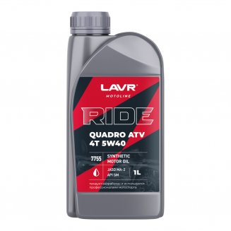 LAVR 7755 MOTO RIDE QUADRO 4T 5W-40 API SM JASO MA-2 1л Масло моторное
