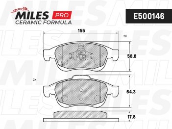 MILES E500146 Колодки тормозные передние (PN0551)